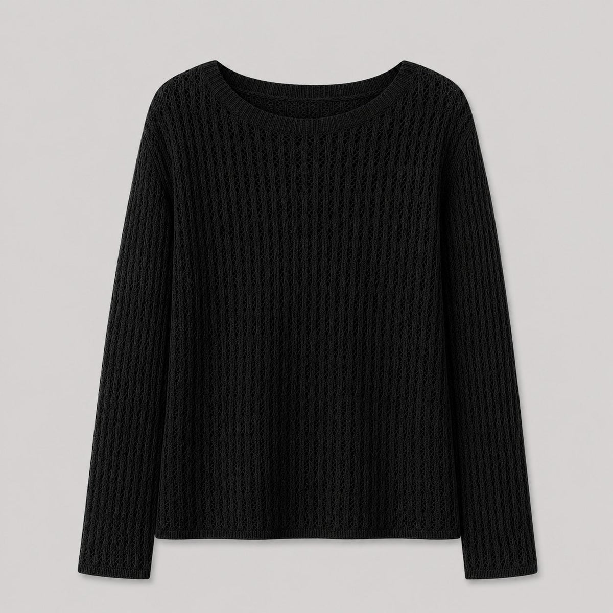Open Knit Sweater in black - flat product shot