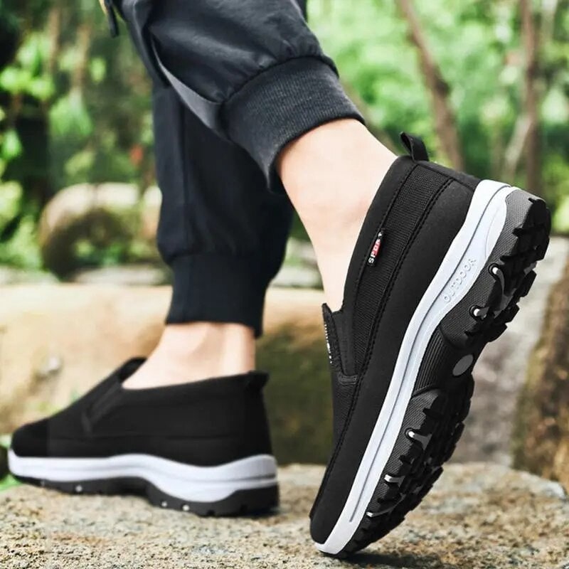 Black comfort slip on shoes with arch support 10