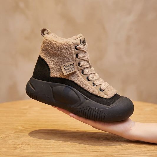 Fleece Lined Winter Sneaker Boots, Lace Up High Top Sneakers 3