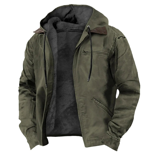 Green men jacket with hood and fleece lining 2