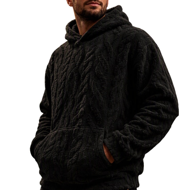 Winter Loungewear Hoodie for Men, Cable Jacquard Pullover 3