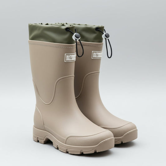Mid Calf Waterproof Rain Boots with Drawstring Cuff 2
