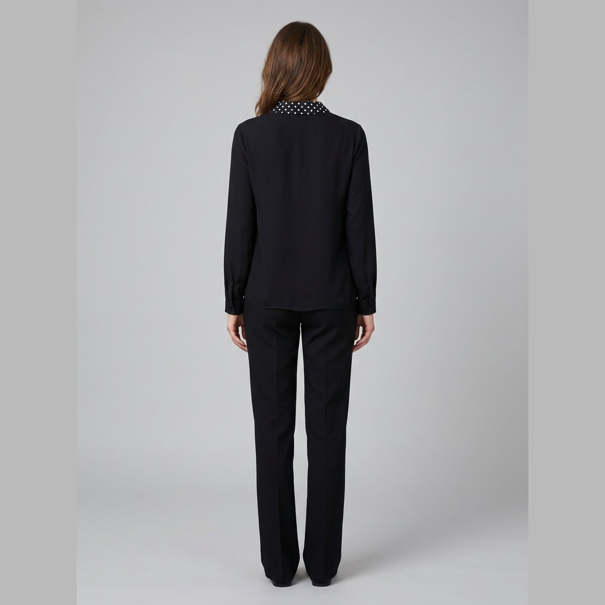 Mira Bow Blouse in black - back view