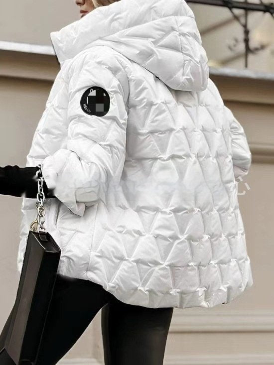 Olivia Stylish Quilted Puffer Jacket in white - back view