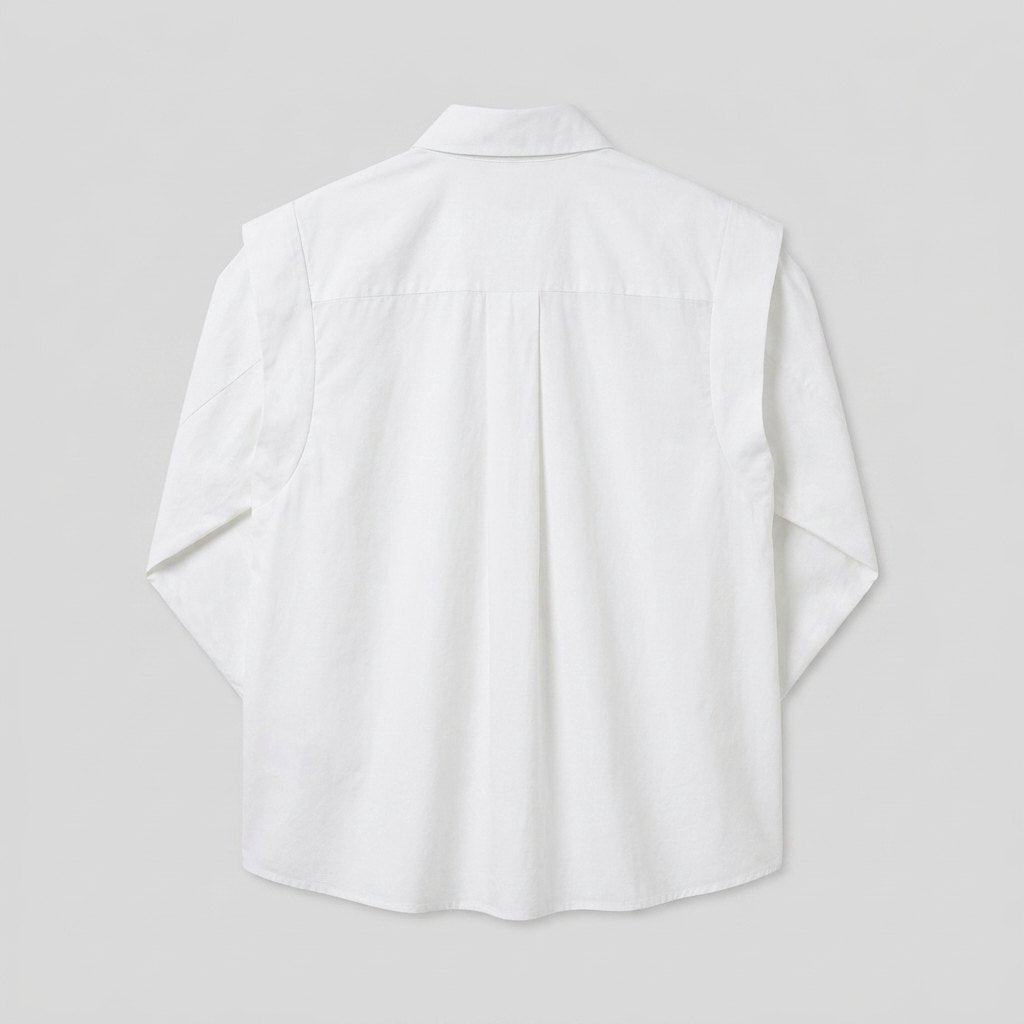 Ondine Cotton Button Down Shirt in white - flat product shot, back
