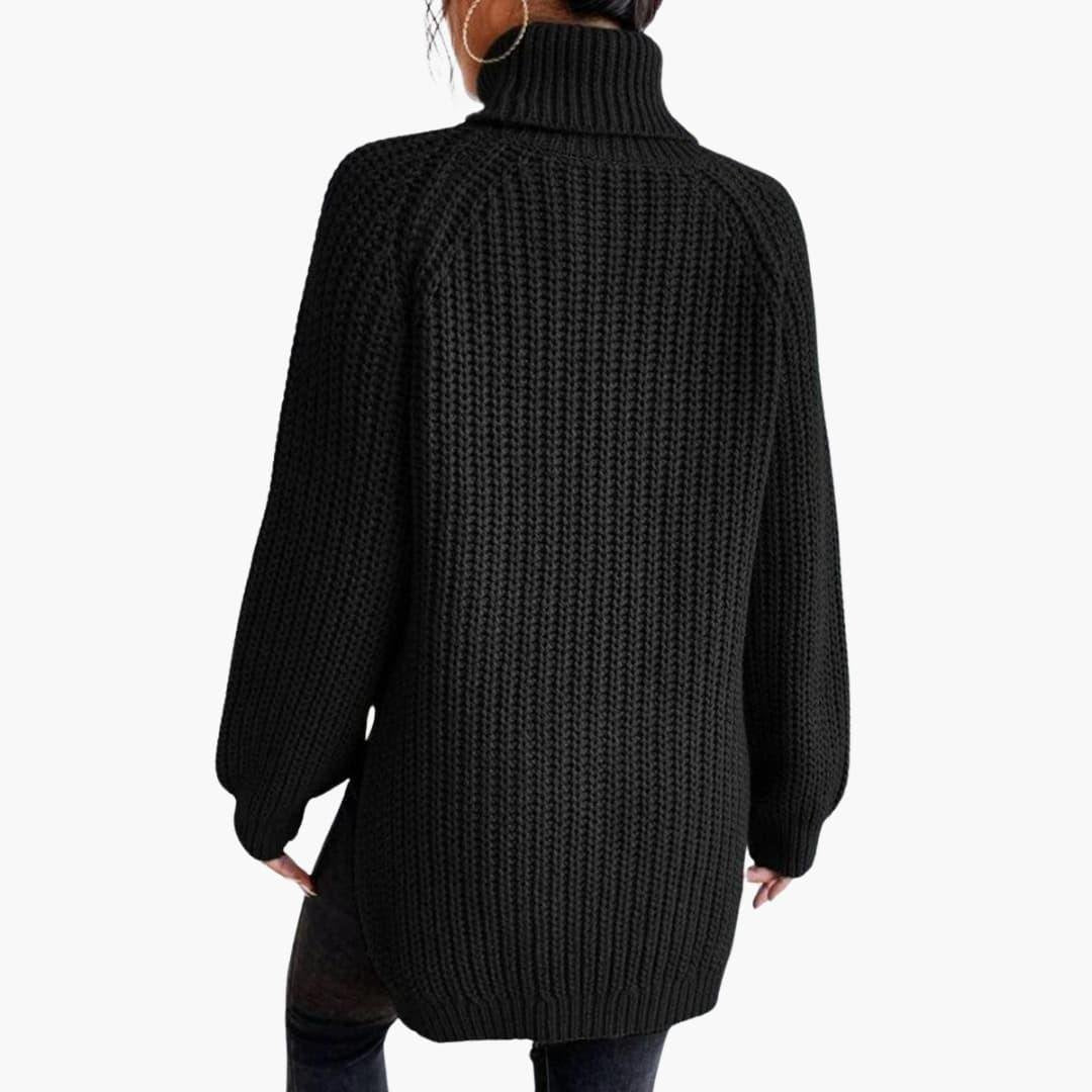Oversized Turtleneck Jumper in black - back view