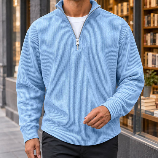 Quarter Zip Sweater for Men, Ribbed Knit Pullover 3