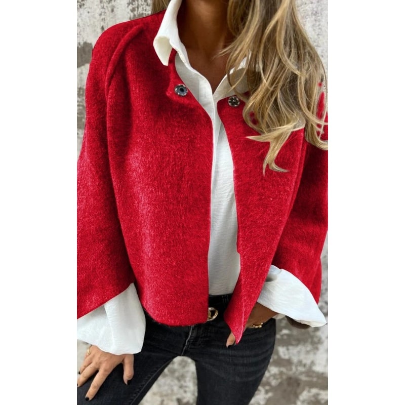 Winter Coat Short, Soft Faux Cashmere Button Jacket 6
