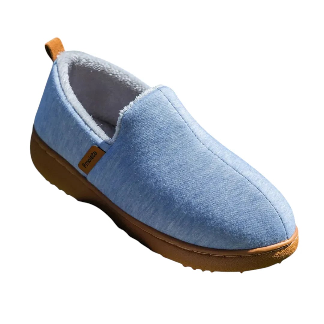 Blue cushioned fleece lined house slippers 10