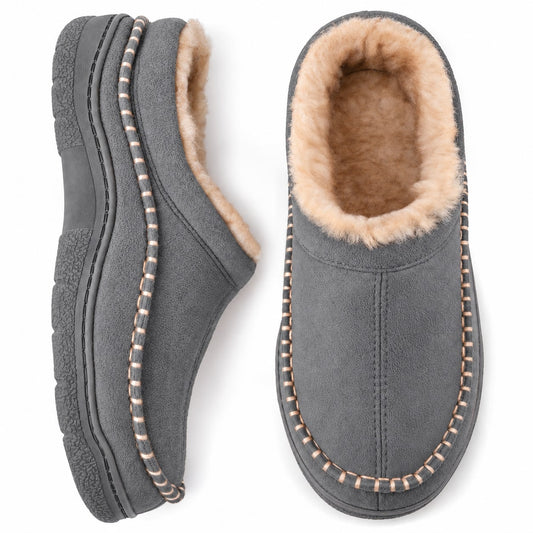 Grey soft slip on slippers for men 2