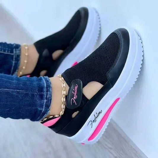 Black breathable slip on shoes with arch support 2