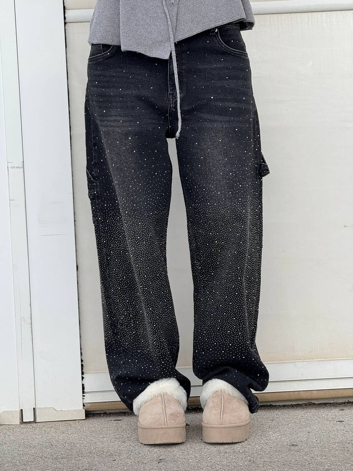 Balloon Carpenter Jeans with Rhinestone Shine, Barrel Denim 6