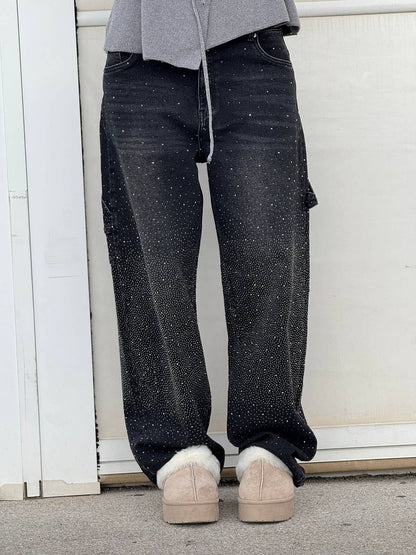 Balloon Carpenter Jeans with Rhinestone Shine, Barrel Denim 6