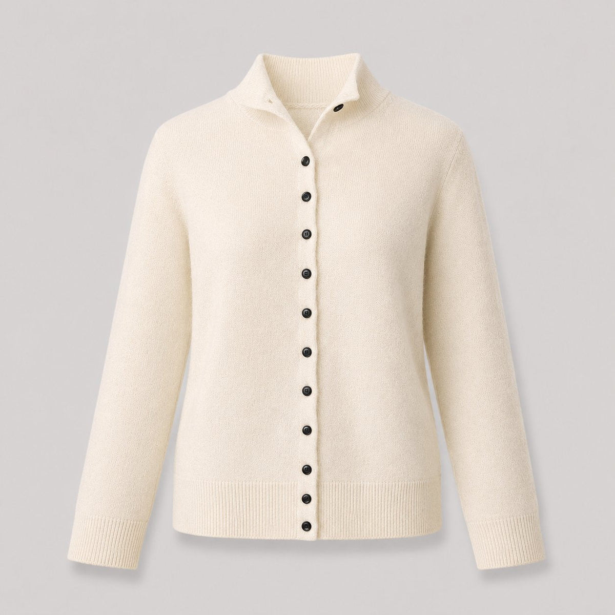 Button Knit Cardigan in Cream White - flat product shot