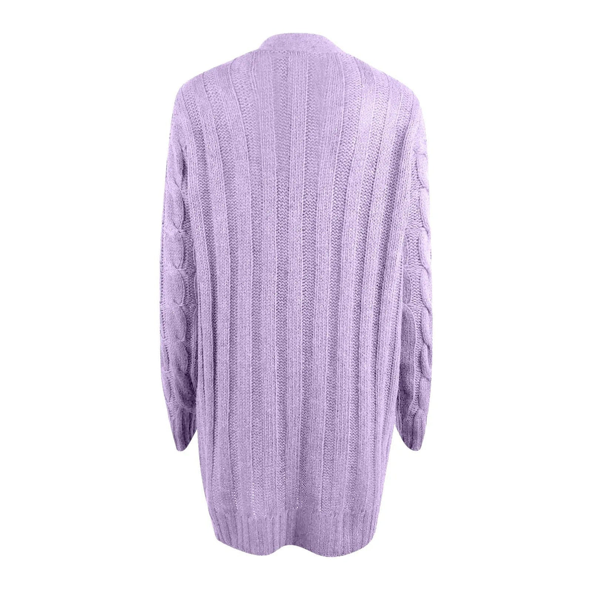 Back of the purple cable knit cardigan 5
