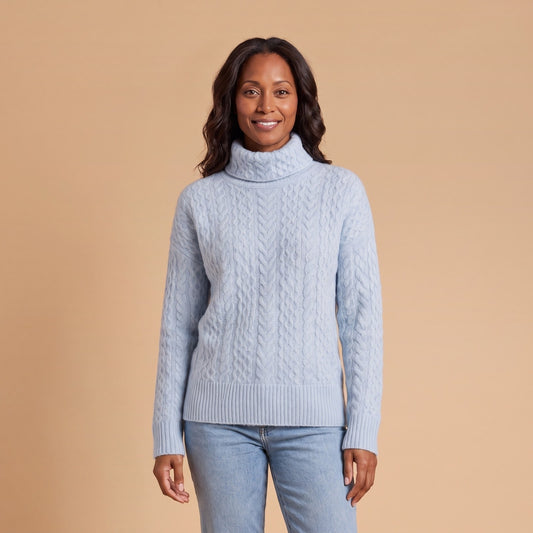 Cable Knit Turtleneck Sweater for Women, Chunky Jumper 1