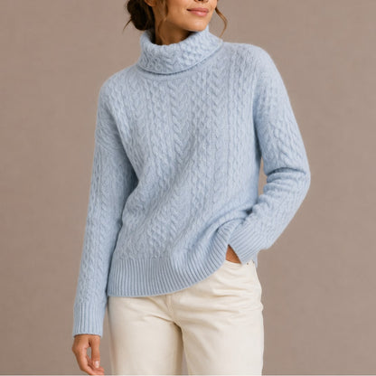 Cable Knit Turtleneck Sweater for Women, Chunky Jumper 2