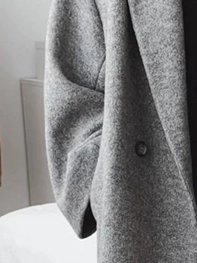 Celeste Oversized Long Coat in Grey - close-up of the fabric