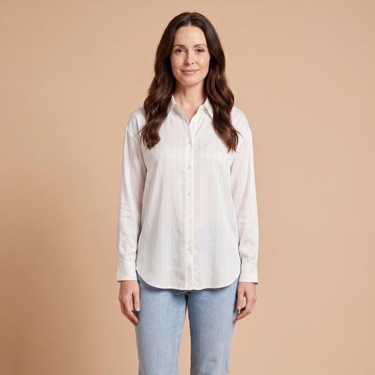 Celia Oversized Shirt in White - front view