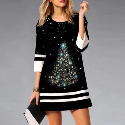 Black Christmas dress with glitter tree print 3