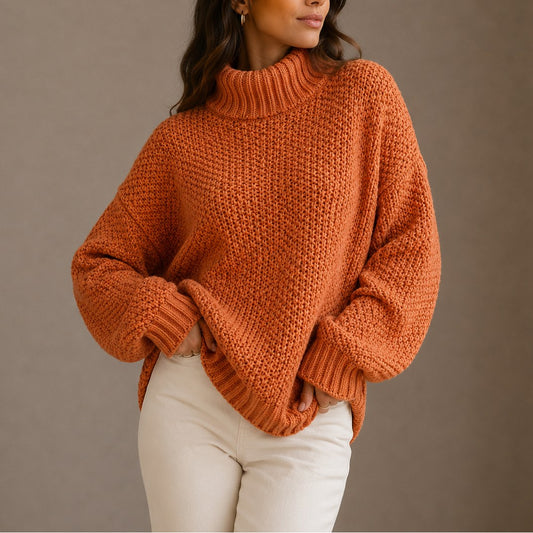 Chunky Knit Turtleneck Sweater, Oversized Winter Jumper 1