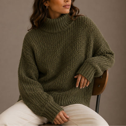 Chunky Knit Turtleneck Sweater, Oversized Winter Jumper 2