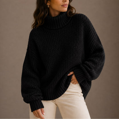 Chunky Knit Turtleneck Sweater, Oversized Winter Jumper 3