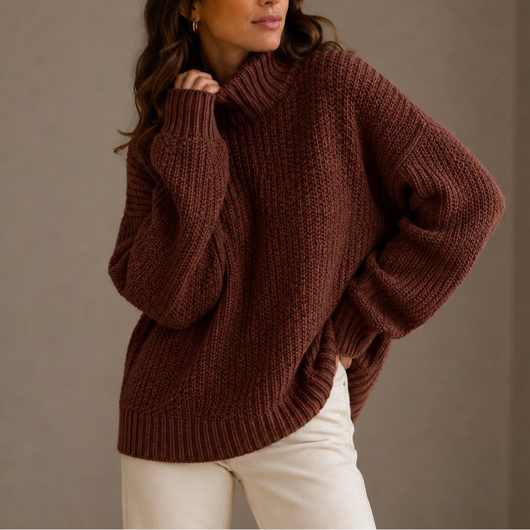 Chunky Knit Turtleneck Sweater, Oversized Winter Jumper 4