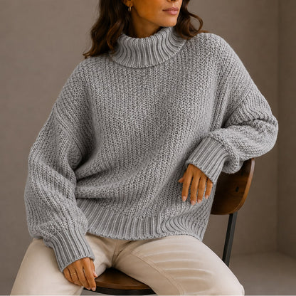 Chunky Knit Turtleneck Sweater, Oversized Winter Jumper 5