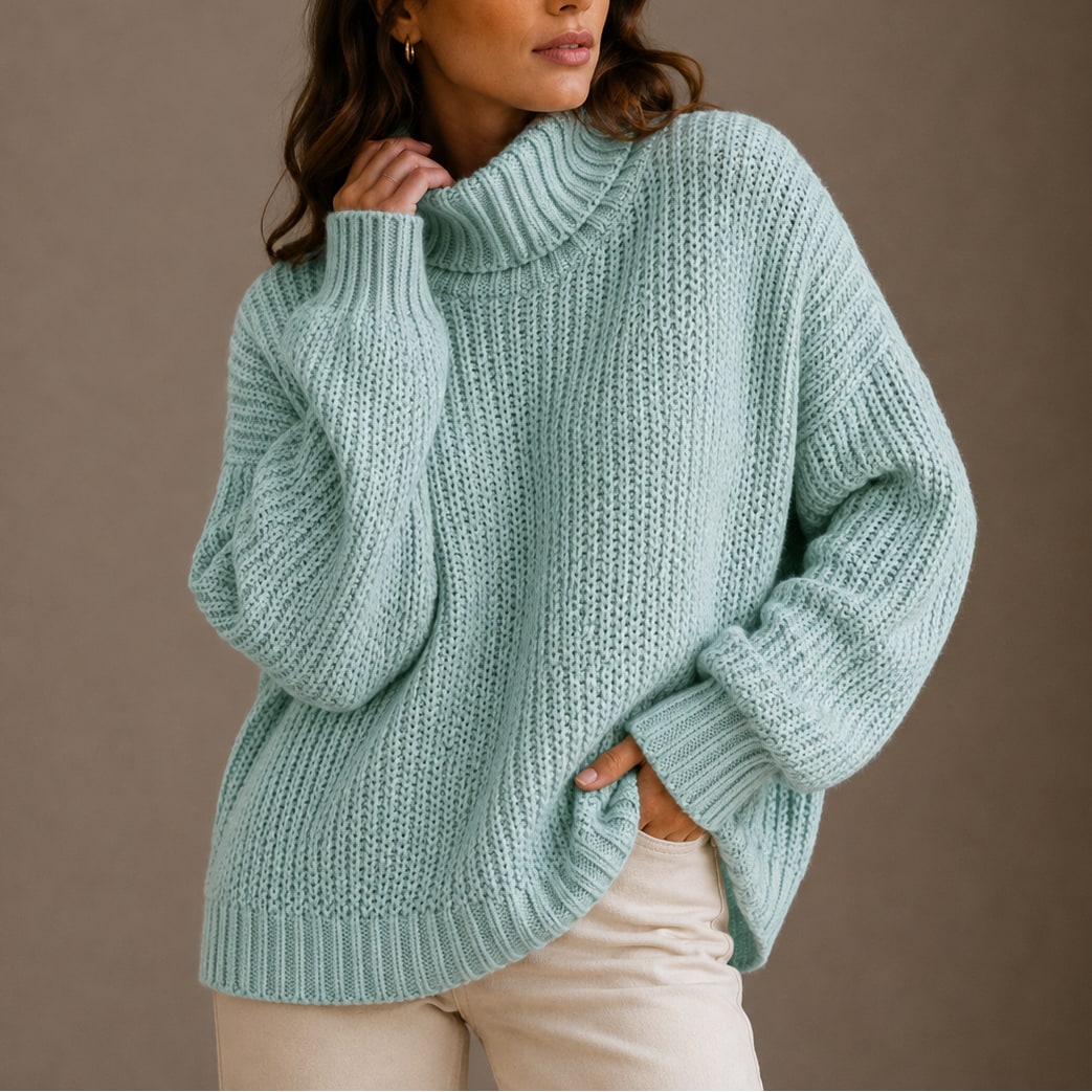 Chunky Knit Turtleneck Sweater, Oversized Winter Jumper 6