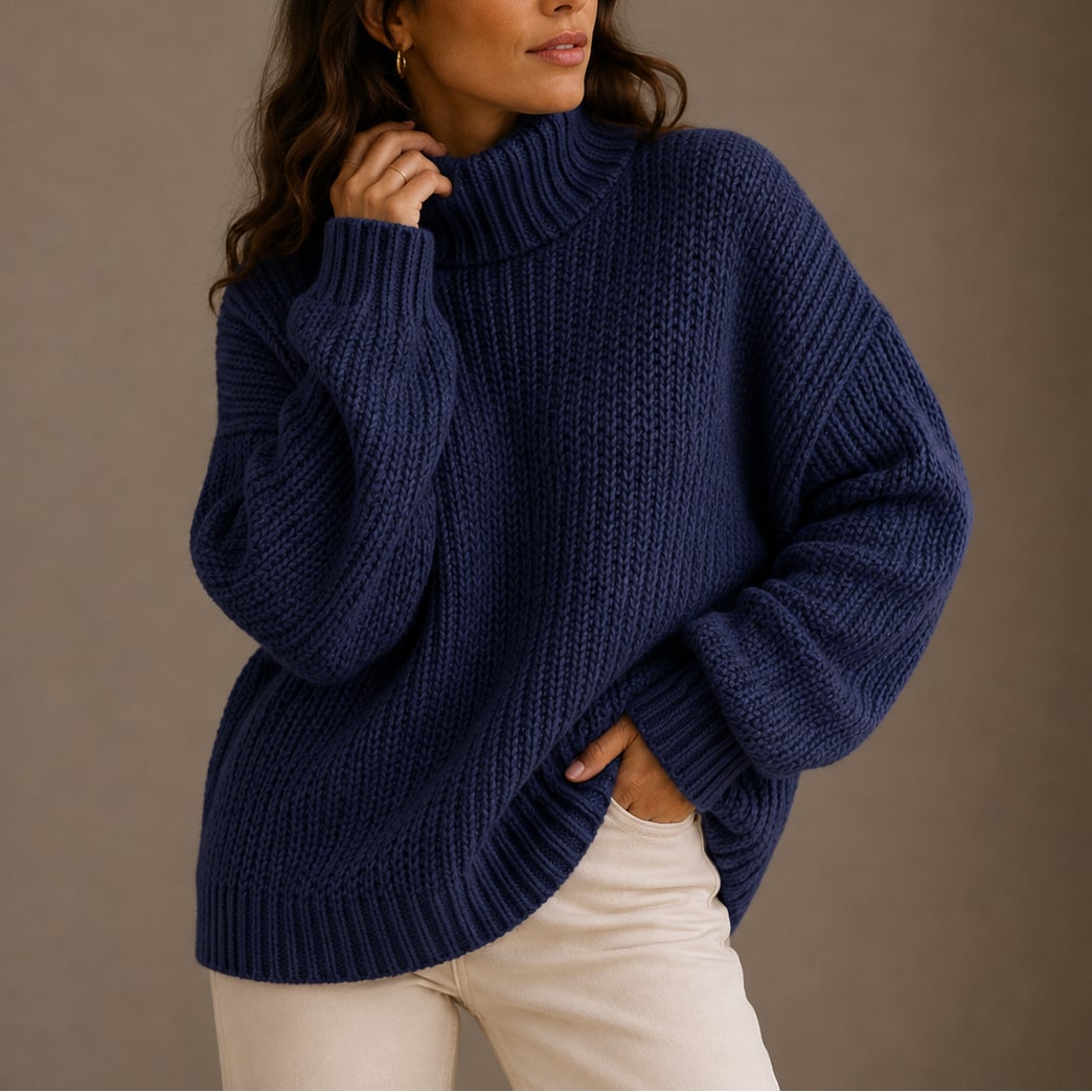 Chunky Knit Turtleneck Sweater, Oversized Winter Jumper 7