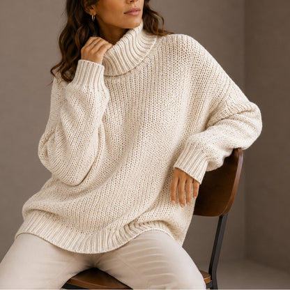 Chunky Knit Turtleneck Sweater, Oversized Winter Jumper 8