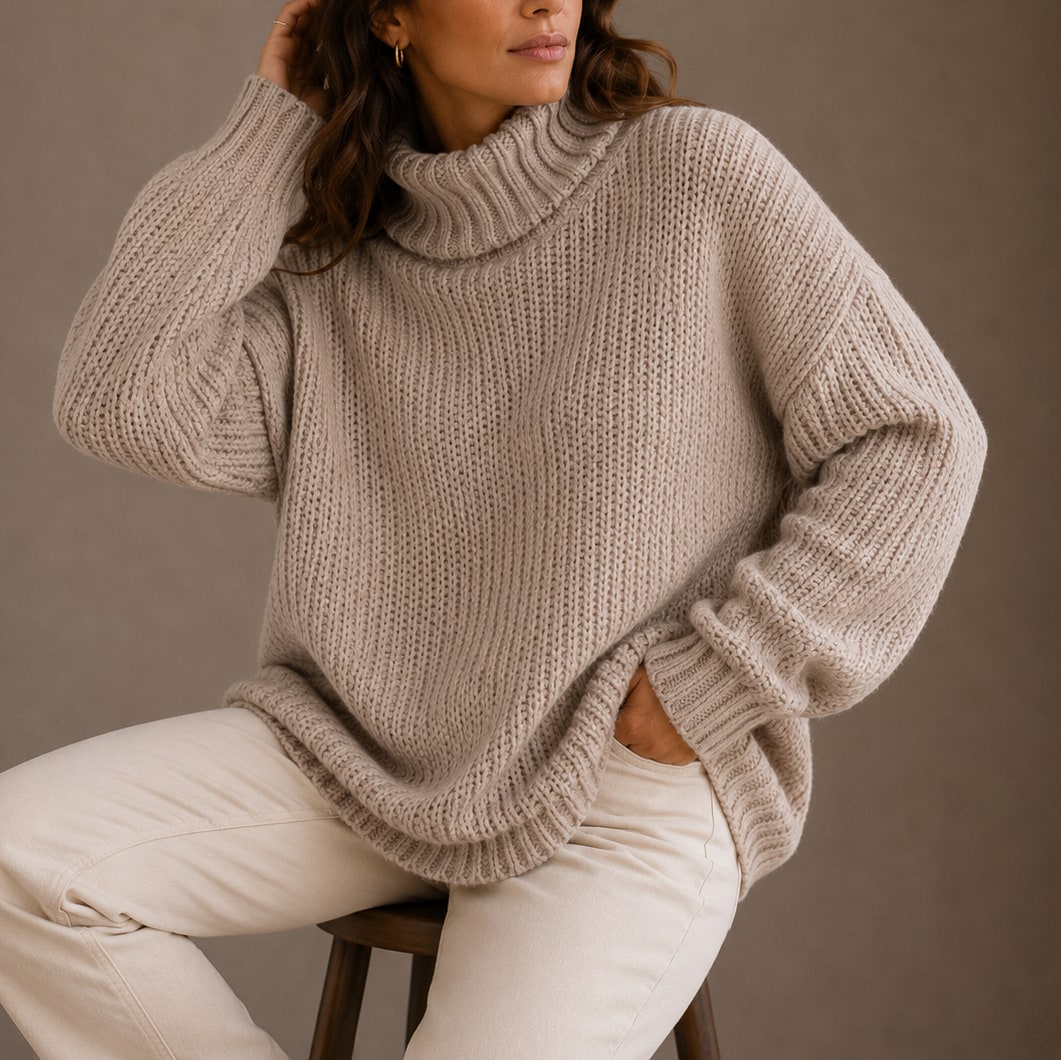 Chunky Knit Turtleneck Sweater, Oversized Winter Jumper 9