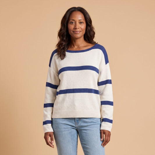Coastal Stripe Sweater in Striped - front view