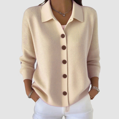 Beige collared button cardigan 3