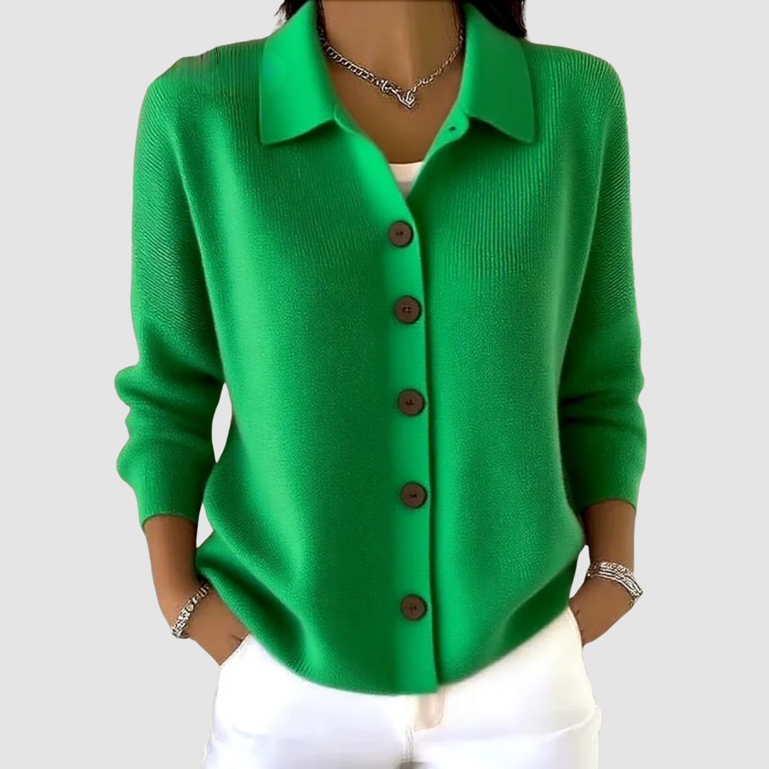 Green collared button cardigan 7