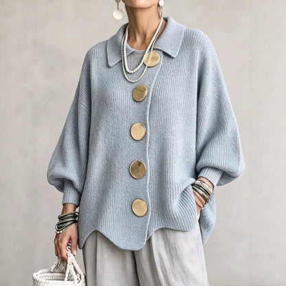 Sky blue collared cardigan sweater 4