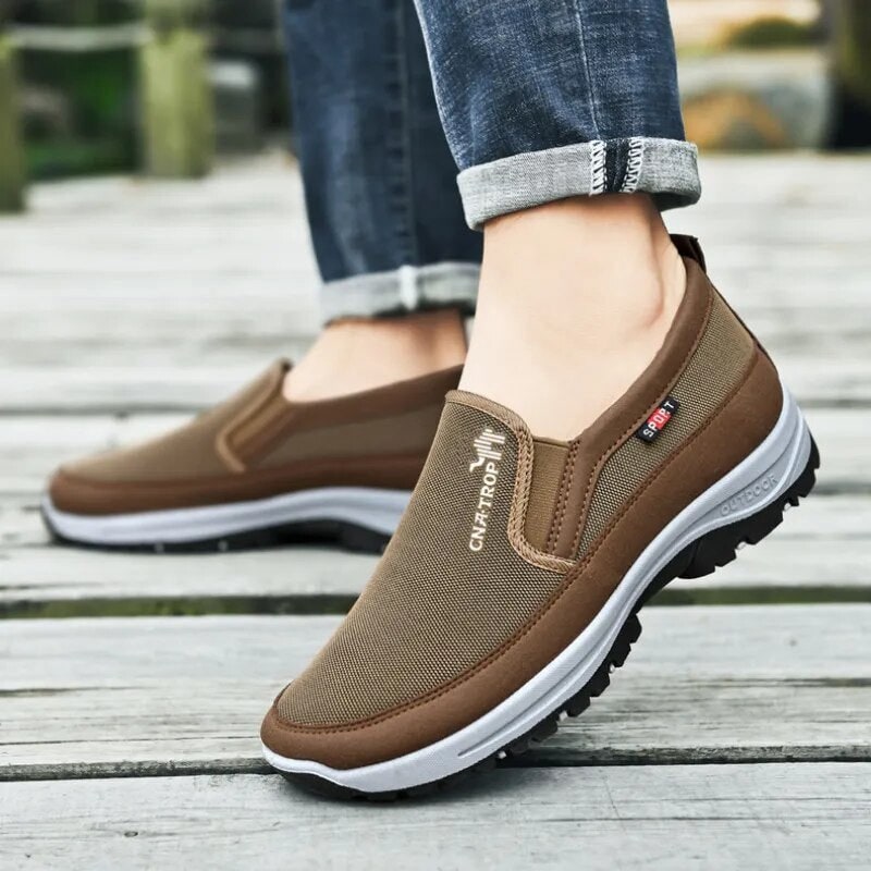 Brown comfort slip on shoes with arch support 5