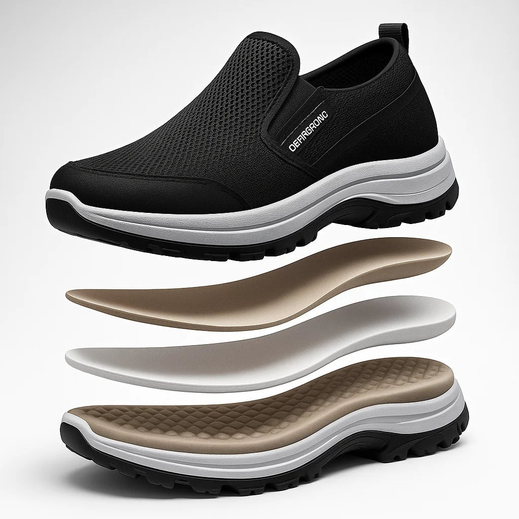Black comfort slip on shoes with arch support 7