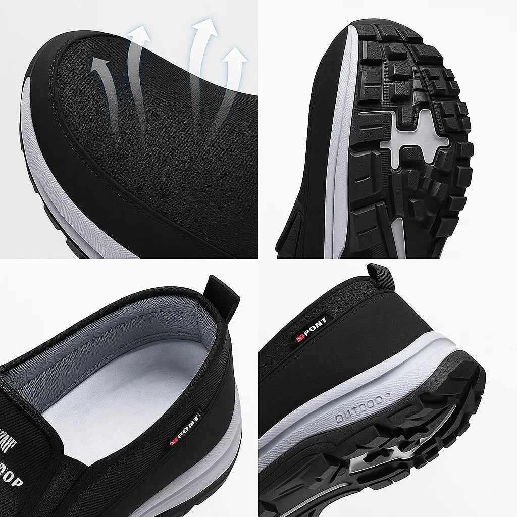 Black comfort slip on shoes with arch support 8