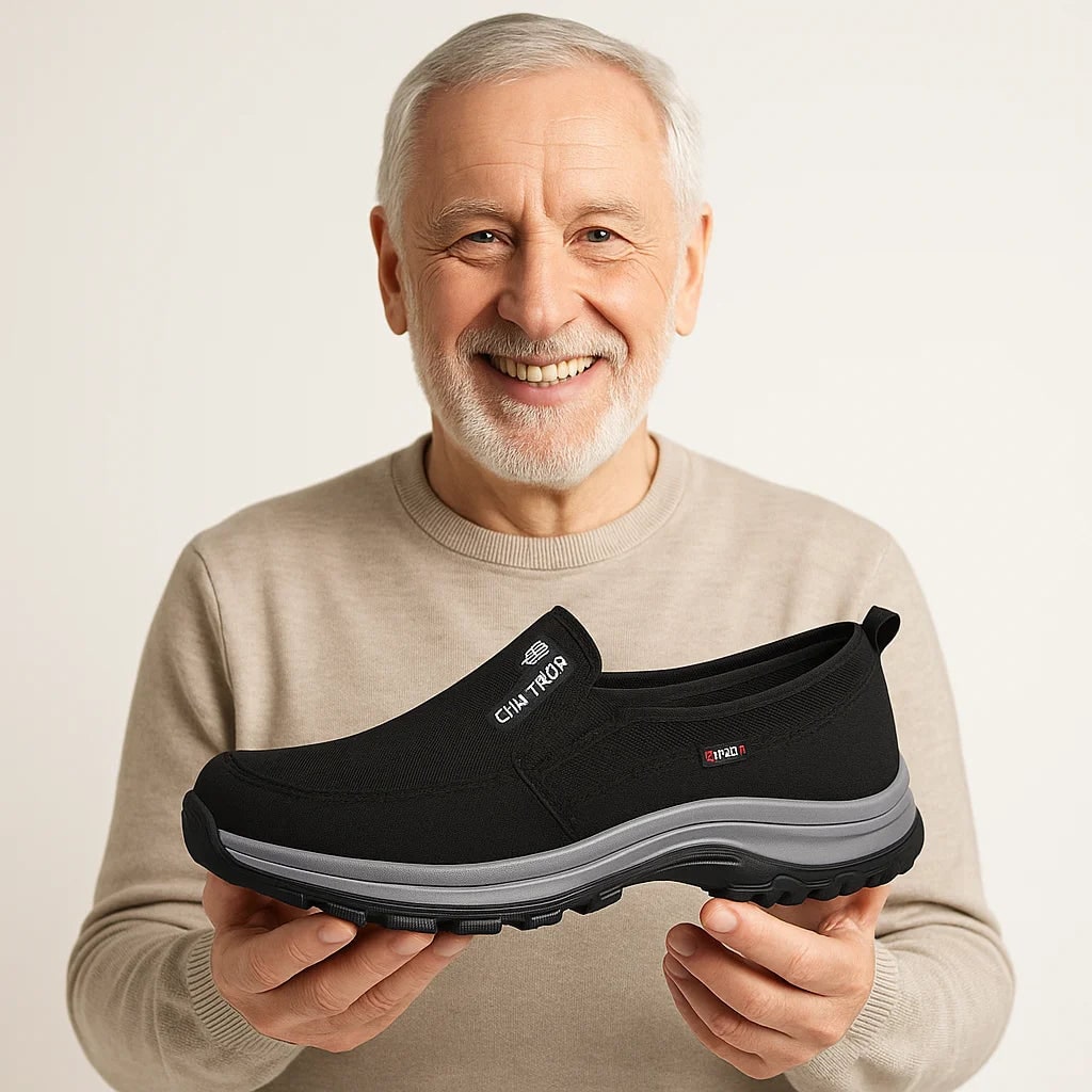 Black comfort slip on shoes with arch support 9