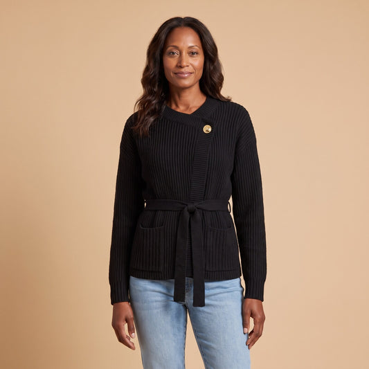 Coralie Knitwear Jacket in Black - front view