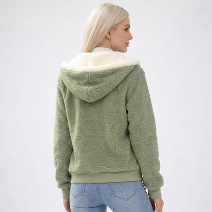 Sherpa Fleece Zip Up Hoodie for Women, Warm Teddy Jacket 2