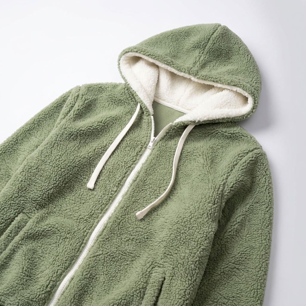 Sherpa Fleece Zip Up Hoodie for Women, Warm Teddy Jacket 3