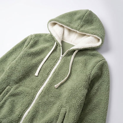 Sherpa Fleece Zip Up Hoodie for Women, Warm Teddy Jacket 3