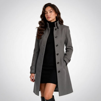 Winter Coat with High Collar, Elegant Single Breasted Coat 3