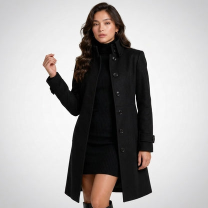 Winter Coat with High Collar, Elegant Single Breasted Coat 4