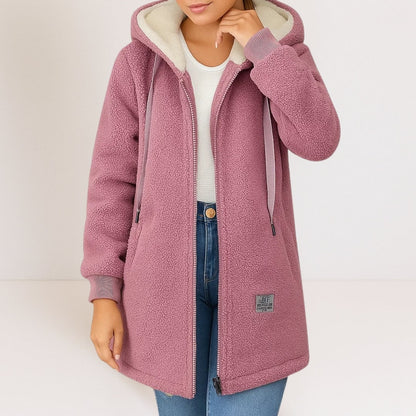 Pink fleece jacket with hood 3