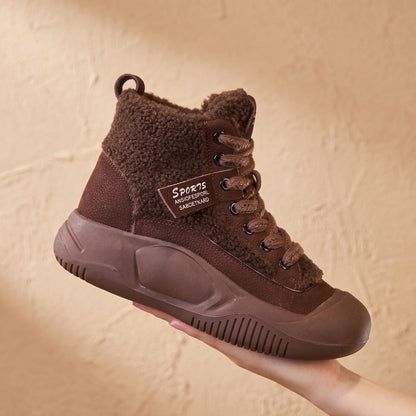 Fleece Lined Winter Sneaker Boots, Lace Up High Top Sneakers 5