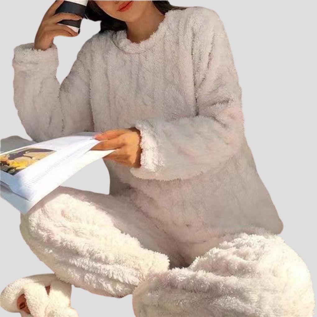 Fleece Pajamas for Women, Plush Two Piece Pajama Set 4